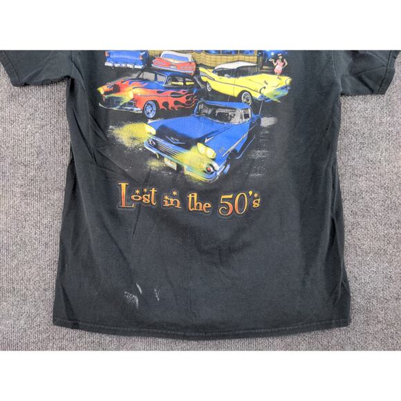 Mens Chevrolet Lost in the 50's T Shirt Size L Black Graphic Logo - Picture 4 of 13